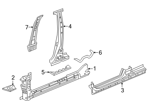 2019 Honda Civic Center Pillar & Rocker Separator, R. Center Pillar (Outer) Diagram for 63215-TBA-A01