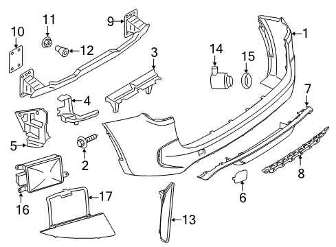 2017 BMW X5 Parking Aid Rear Reflector, Rear Left Diagram for 63147850005