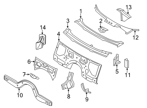 2010 BMW 750i Cowl Covering Outer Diagram for 51717216973