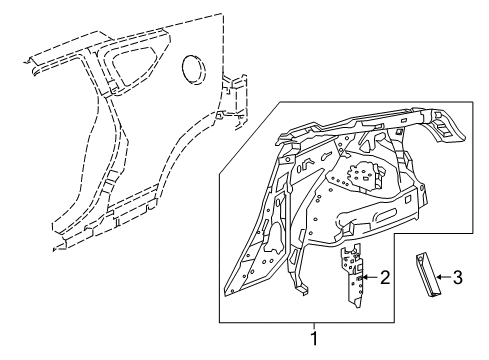 2011 Honda CR-Z Inner Structure - Quarter Panel Plate Comp L, Side Diagram for 64720-SZT-305ZZ