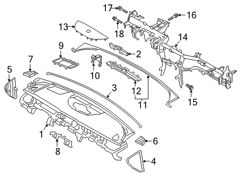 2020 Kia K900 Cluster & Switches, Instrument Panel Bar Assembly-COWL Cross Diagram for 84410J6000