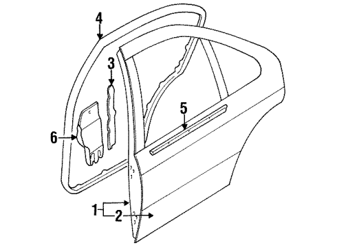 1996 Nissan Sentra Rear Door WEATHERSTRIP-Rear RH Diagram for 82830-4B000