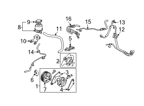 2006 Toyota Sienna P/S Pump & Hoses, Steering Gear & Linkage Pressure Hose Diagram for 44410-08052