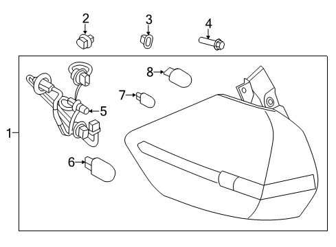 2020 Nissan Rogue Bulbs Harness-Sub, Rear Combination Lamp Diagram for 26551-6FL0A