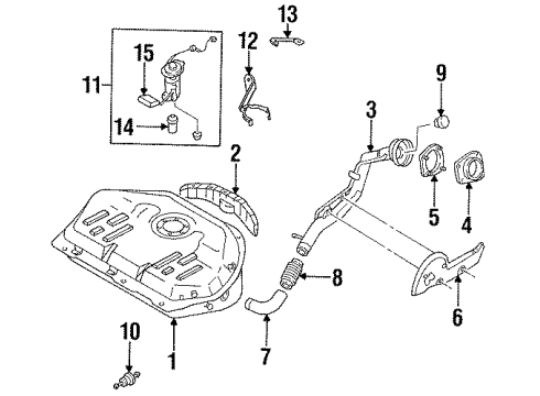 1989 Nissan Stanza Fuel Supply Fuel Tank Assembly Diagram for 17202-96E00