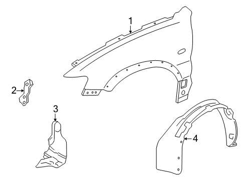 2007 Mercury Mariner Fender & Components Splash Shield Diagram for 5M6Z-16102-AA