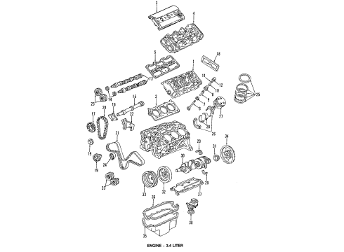 1992 Pontiac Grand Prix Engine Parts, Mounts, Cylinder Head & Valves, Camshaft & Timing, Oil Pan, Oil Pump, Balance Shafts, Crankshaft & Bearings, Pistons, Rings & Bearings Mount Bolt Diagram for 11570082