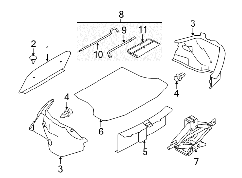 2015 Nissan Versa Interior Trim - Rear Body Tool Set Diagram for 99501-0U00B