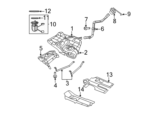 2011 Chrysler 200 Fuel System Components Strap-Fuel Tank Diagram for 4766667AB