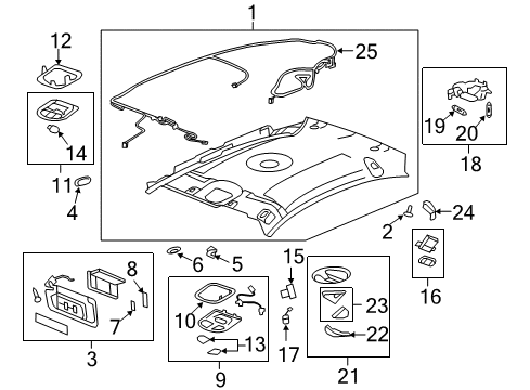 2012 Chevrolet Malibu Interior Trim - Roof Plate Asm, Roof Console Accessory Switch Trim Diagram for 20933731