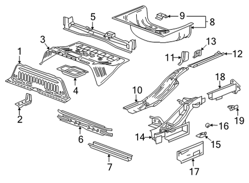 2022 Chevrolet Bolt EUV Rear Floor & Rails Rear Floor Pan Diagram for 42779251