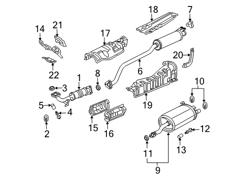 2004 Honda Civic Exhaust Components Converter Diagram for 18190-PZA-A00