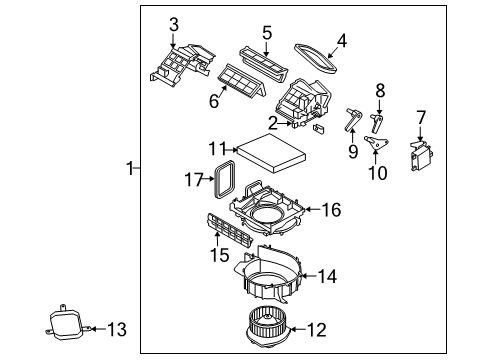 2010 Infiniti M45 Blower Motor & Fan Seal Diagram for 28713-AL50A
