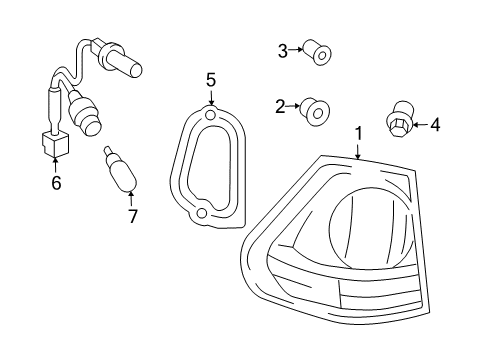 2007 Lexus RX400h Tail Lamps Lens & Body Diagram for 81551-48100