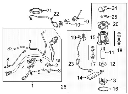 2018 Lexus RX450hL Fuel Supply Fuel Tank Diagram for 77001-0E111