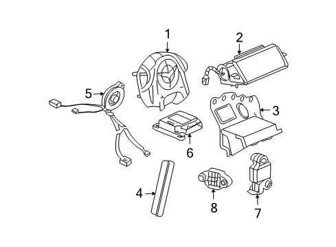 2007 Chevrolet Corvette Air Bag Components Coil Kit, Inflator Restraint Steering Wheel Module Diagram for 19153102