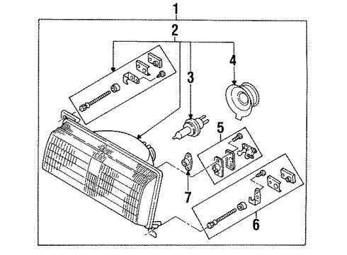 1987 Nissan Sentra Bulbs Screw-Adjusting Diagram for 26022-61A01