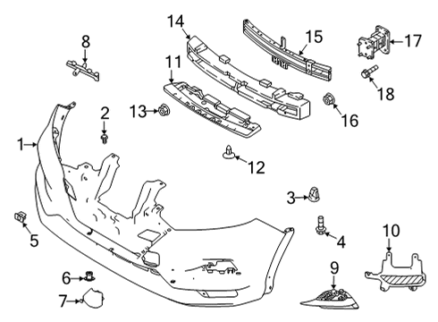 2022 Nissan Rogue Sport Bumper & Components - Front Bracket-Apron Diagram for 62660-6MR0A