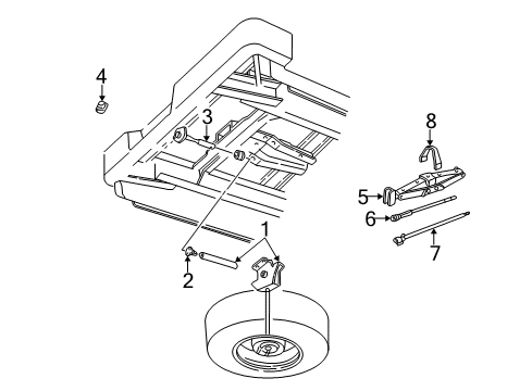 2004 Dodge Dakota Spare Tire Carrier WINCH-Spare Tire Carrier Diagram for 52019555