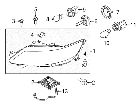 2017 Ford Taurus Headlamps Composite Assembly Diagram for FG1Z-13008-K