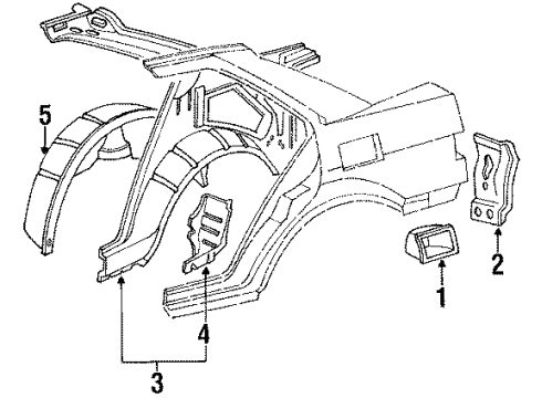 1989 Acura Integra Quarter Panel - Inner Components Wheelhouse, Right Rear Diagram for 70590-SE7-A01ZZ