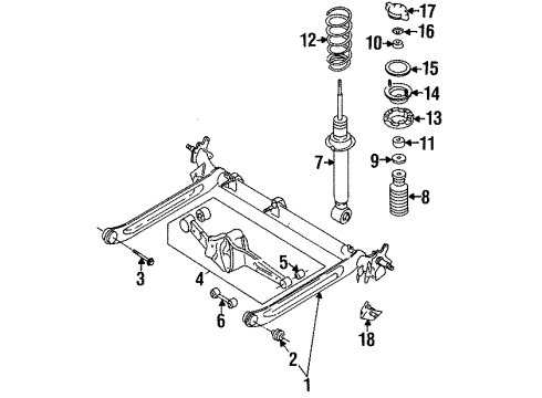 1999 Nissan Sentra Rear Suspension Bush-Shock Diagram for 56217-61L10