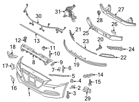 2015 Hyundai Genesis Parking Aid Cover-Front Bumper Blanking, LH Diagram for 86523-B1000