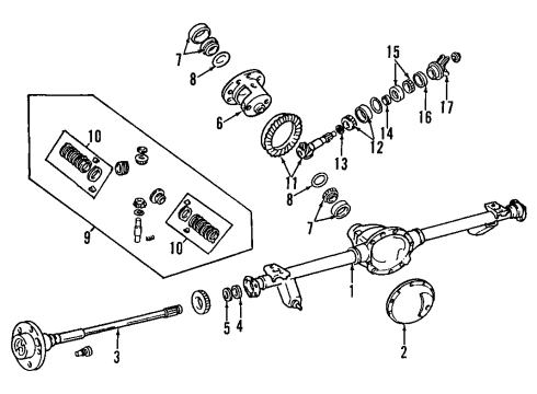 1996 Jeep Grand Cherokee Rear Axle, Differential, Propeller Shaft Axle Shaft Rear Left Diagram for 4762195