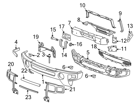 2007 Hummer H3 Front Bumper Guard Pkg, Brush Diagram for 17801625