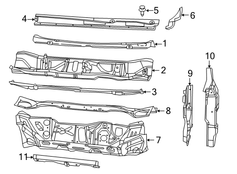 2015 Chrysler 200 Cowl CROSSMEMBER-Dash Diagram for 68110152AB