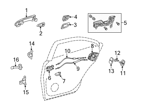 2010 Lexus HS250h Rear Door Rear Door Outside Handle Assembly, Right Diagram for 69210-48070-B2