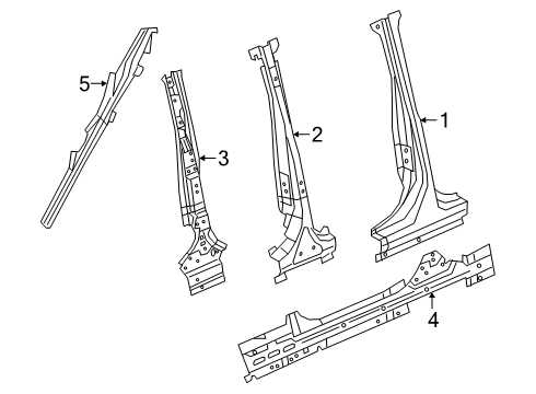 2021 Jeep Gladiator Center Pillar & Rocker Body Side Diagram for 68342036AB