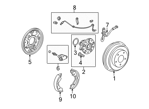 2006 Honda Civic Anti-Lock Brakes Hose Set, Rear Brake (Drum) Diagram for 01466-SNA-010