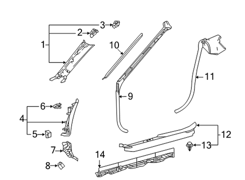 2022 Lexus LC500 Interior Trim - Pillars Cover, Front Door Opening Diagram for 62317-11010-C3