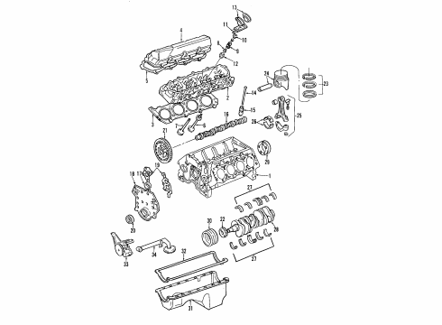 2000 Ford F-250 Super Duty Engine Parts, Mounts, Cylinder Head & Valves, Camshaft & Timing, Oil Pan, Oil Pump, Crankshaft & Bearings, Pistons, Rings & Bearings Rear Main Seal Diagram for F4TZ-6701-A