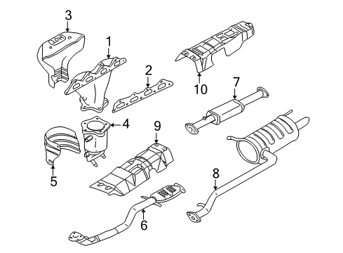 1999 Hyundai Sonata Exhaust Manifold Manifold Catalyst Case Assembly Diagram for 28530-38750