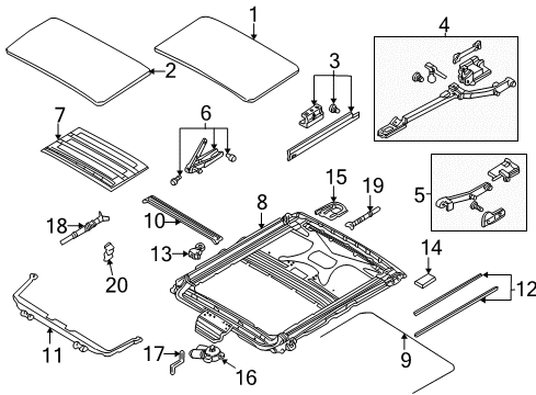 2000 BMW X5 Sunroof Sliding Lifting Roof Glass Cover Diagram for 54138408047