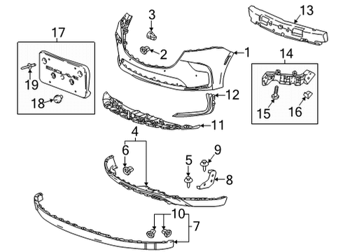 2022 Buick Enclave Bumper & Components - Front Lamp Bezel Diagram for 84429800