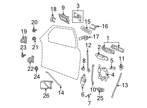 2003 Ford Crown Victoria Front Door - Lock & Hardware Handle, Inside Diagram for 3W7Z-5421819-AAE