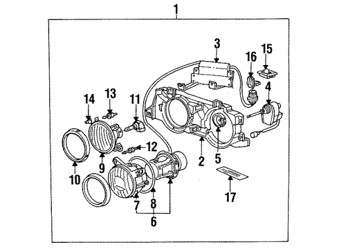1993 BMW 740iL Headlamps Supporting Frame Left Diagram for 63121378325