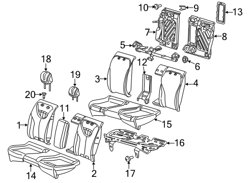 2016 Dodge Dart Rear Seat Components HEADREST-Rear Diagram for 5RP761W1AA