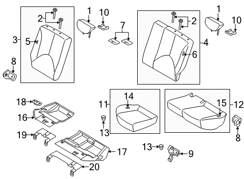 2008 Kia Rio5 Rear Seat Rear Seat Cushion Cover Assembly, Right Diagram for 892601G160281