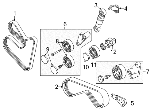 2001 BMW 540i Belts & Pulleys Ribbed V-Belt Diagram for 11287636376