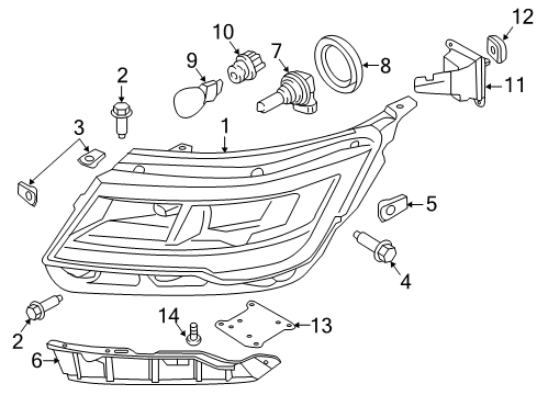 2017 Ford Police Interceptor Utility Bulbs Composite Assembly Diagram for FB5Z-13008-Y