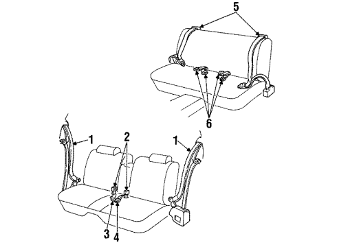 1997 Oldsmobile LSS Front Seat Belts, Rear Seat Belts Bracket Asm, Passenger Seat Shoulder Belt Guide Adjust Diagram for 20742635