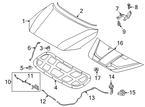 2019 Hyundai Kona Hood & Components, Exterior Trim Pad-Hood Insulating Diagram for 81125-J9000