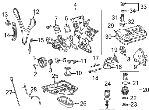2014 Toyota FJ Cruiser Filters Plate, Timing Chain Cover Diagram for 11324-0P010