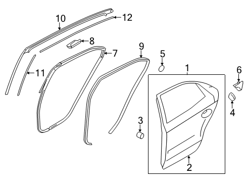 2011 Kia Optima Rear Door WEATHERSTRIP Assembly-Rear Door Upper Diagram for 831502T000