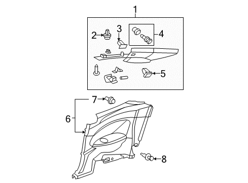 2009 Honda Accord Interior Trim - Quarter Panels Cap, RR. Pillar *NH686L* (QP LIGHT WARM GRAY) Diagram for 84132-TE0-A01ZA