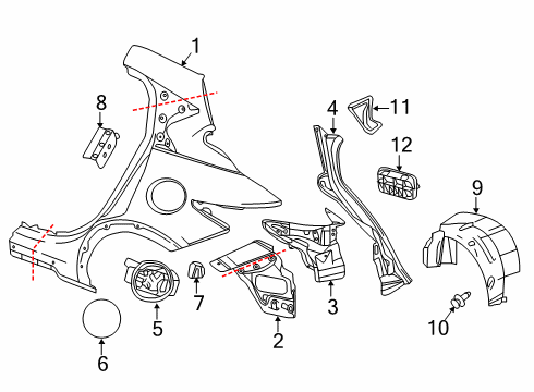 2018 Infiniti QX30 Quarter Panel & Components Extension-Rear Fender, RH Diagram for G8118-5DAMA